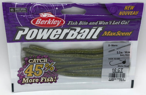 Berkley Power Bait MaxScent D-Worm | Baby Bass